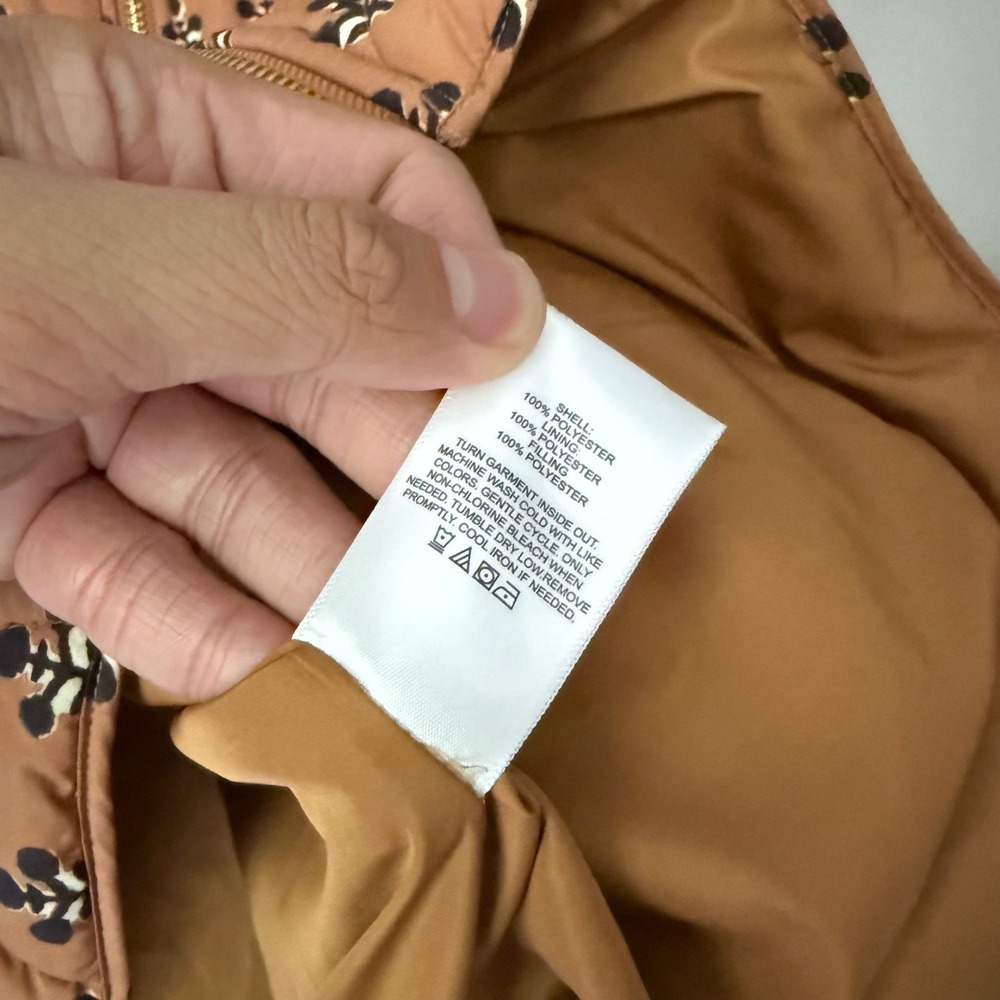 MAREA rust orange floral quilted puffer full zip up hooded lightweight coat - Picture 8 of 8